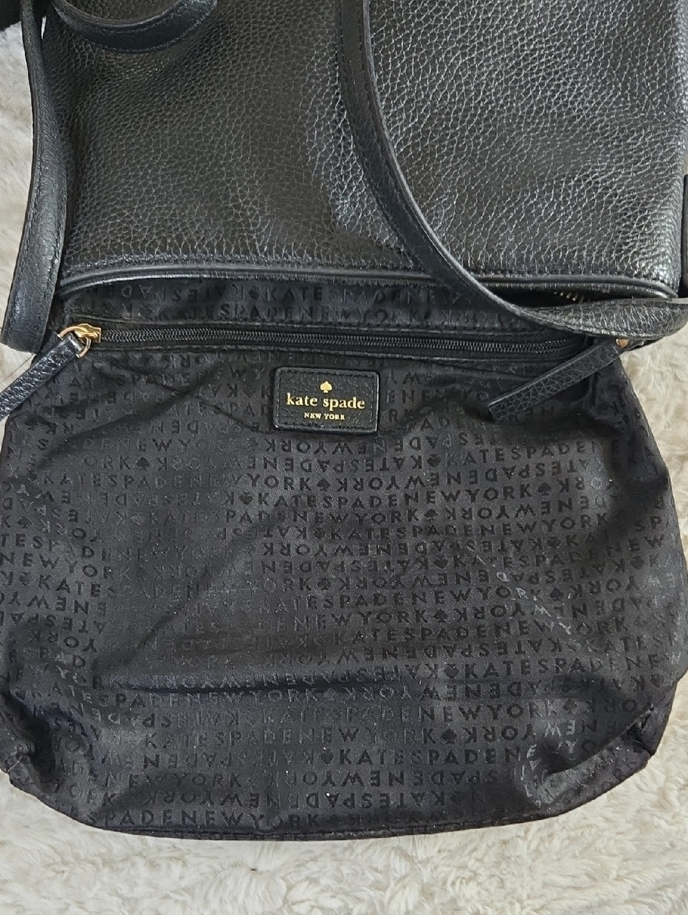 Kate Spade Black Pebbled Leather Tassel Crossbody with Gold Zip - Picture 6 of 8